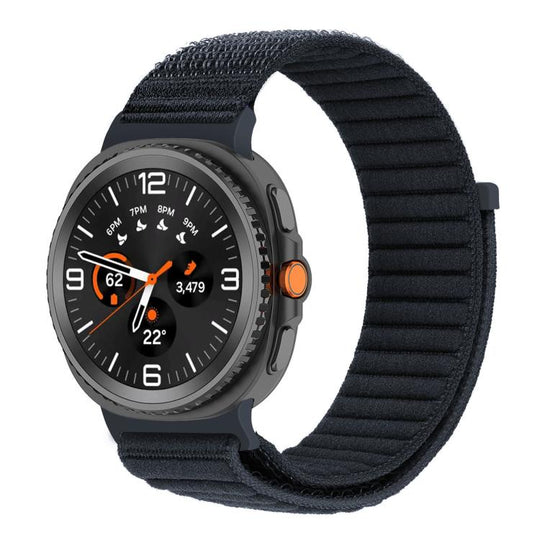 For Galaxy Watch9 / 8 / 8 Classic Same Color Wave Texture Braided Nylon Loop Watch Band(Dark Gray)