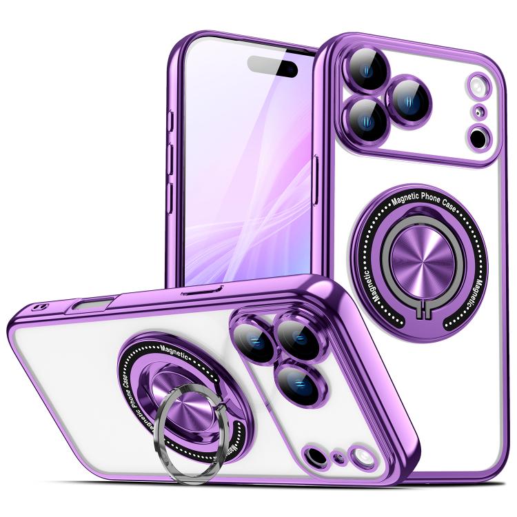 For iPhone 17 Pro Max Colorful 360 Invisible Ring MagSafe Phone Case(Purple) - iPhone 17 Pro Max Cases by buy2fix | Online Shopping UK | buy2fix
