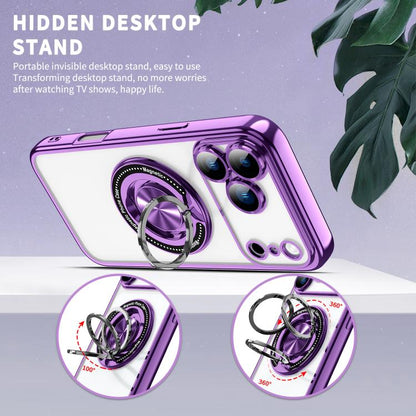 For iPhone 17 Pro Max Colorful 360 Invisible Ring MagSafe Phone Case(Silver) - iPhone 17 Pro Max Cases by buy2fix | Online Shopping UK | buy2fix