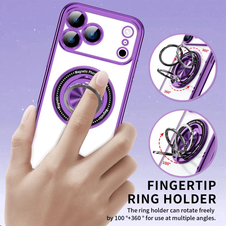 For iPhone 17 Pro Max Colorful 360 Invisible Ring MagSafe Phone Case(Silver) - iPhone 17 Pro Max Cases by buy2fix | Online Shopping UK | buy2fix