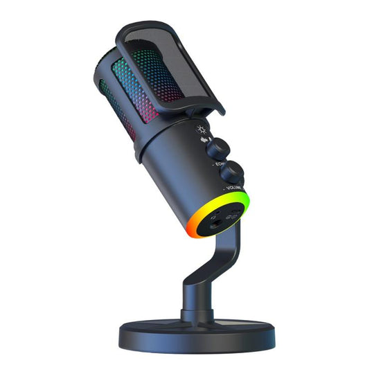 SU9 RGB Light USB-C / Type-C Desktop Recording Noise Reduction Microphone with Anti-spray Net