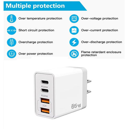 TE-PD44 Dual USB-A Dual Type-C 4-port Mobile Phone Charger US Plug - USB Charger by buy2fix | Online Shopping UK | buy2fix