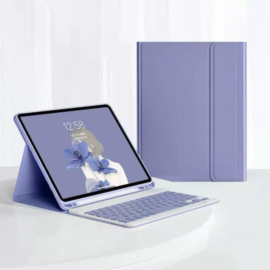 For Samsung Galaxy Tab A9+ Tablet Case with Bluetooth Keyboard(Lavender)
