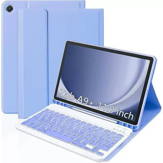 For Samsung Galaxy Tab A9+ Tablet Case with Bluetooth Keyboard(Bright Purple)