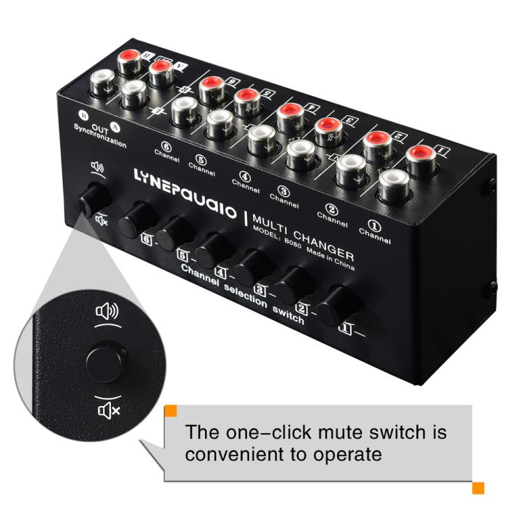 B080 6 Input 2 Output Audio Signal Selector Audio Switcher, 2-Channel Synchronous Output RCA Interface -  by buy2fix | Online Shopping UK | buy2fix