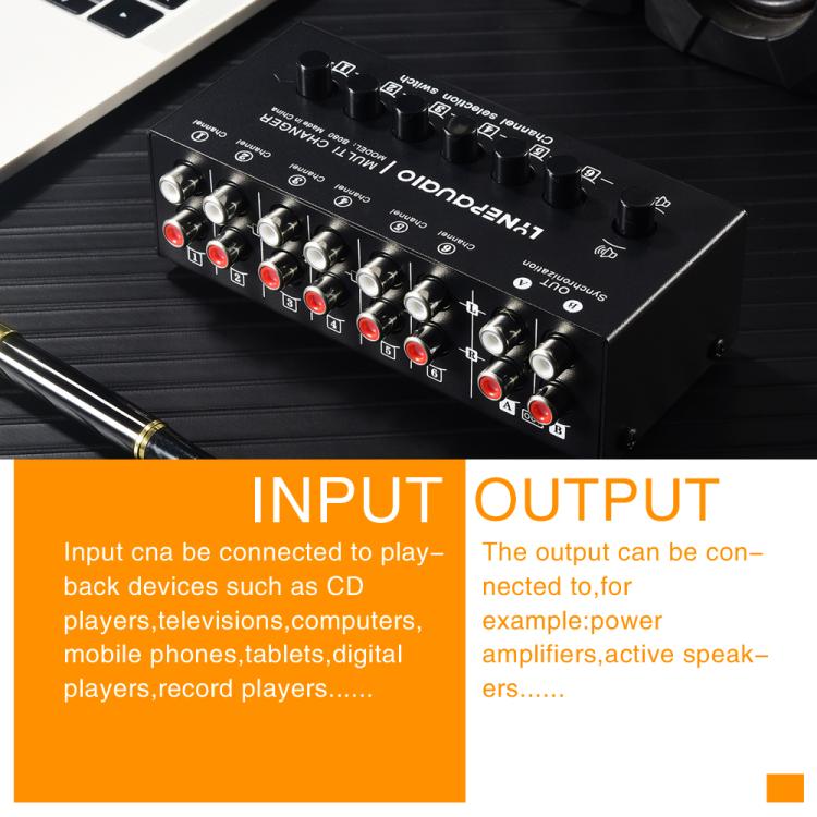 B080 6 Input 2 Output Audio Signal Selector Audio Switcher, 2-Channel Synchronous Output RCA Interface -  by buy2fix | Online Shopping UK | buy2fix