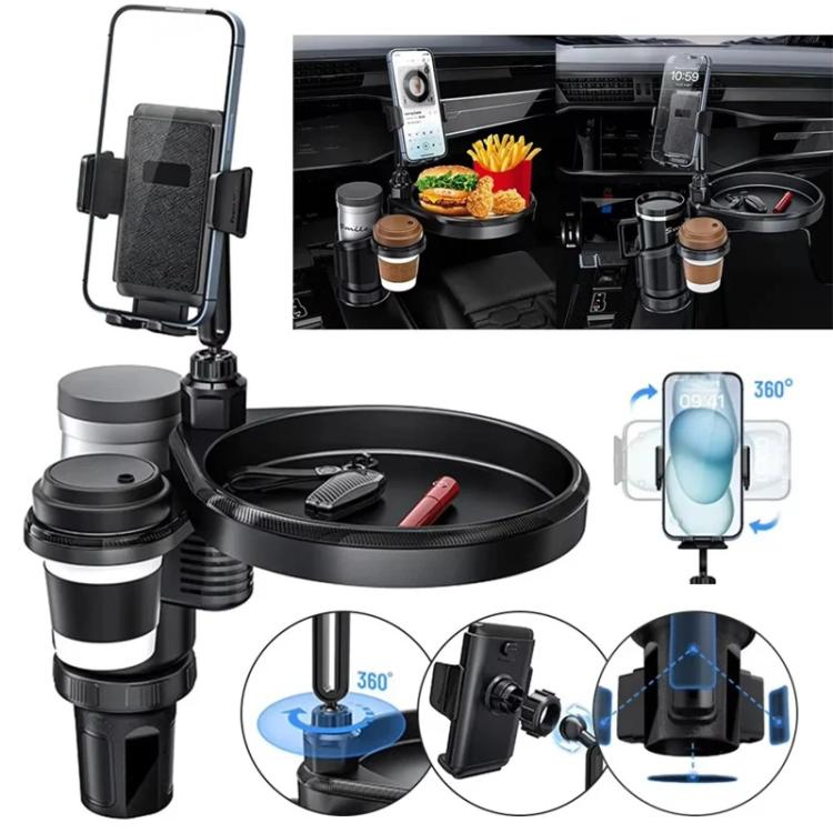CP242 Universal 4 in 1 Car Phone Holder Cup Holder Tray Stand Car Cup Holder Expansion Tray - Car Drink Holders by buy2fix | Online Shopping UK | buy2fix
