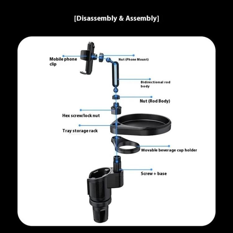 CP242 Universal 4 in 1 Car Phone Holder Cup Holder Tray Stand Car Cup Holder Expansion Tray - Car Drink Holders by buy2fix | Online Shopping UK | buy2fix
