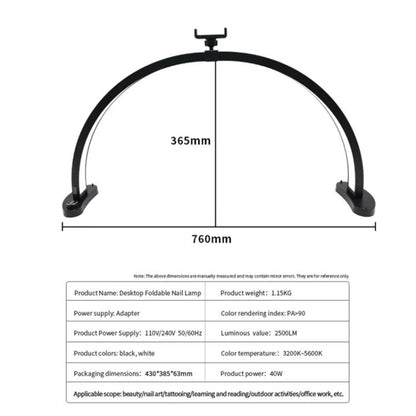 HD-M11X 28 inch LED Light Semi-Circular Desktop Beauty Lamp Fill Light For Tattoo / Nail Art, Plug:US Plug - Selfie Light by buy2fix | Online Shopping UK | buy2fix