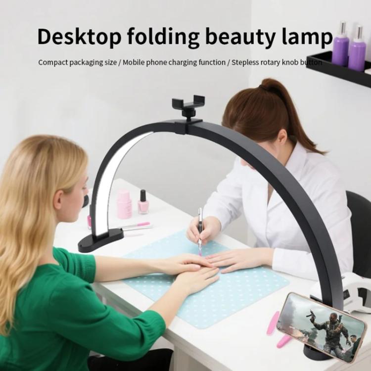 HD-M11X 28 inch LED Light Semi-Circular Desktop Beauty Lamp Fill Light For Tattoo / Nail Art, Plug:US Plug - Selfie Light by buy2fix | Online Shopping UK | buy2fix