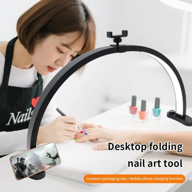 HD-M11X 28 inch LED Light Semi-Circular Desktop Beauty Lamp Fill Light For Tattoo / Nail Art, Plug:US Plug - Selfie Light by buy2fix | Online Shopping UK | buy2fix