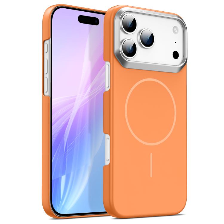 For iPhone 17 Pro Max Gold Armor PC Thin Circle MagSafe Shockproof Phone Case(Orange) - iPhone 17 Pro Max Cases by buy2fix | Online Shopping UK | buy2fix