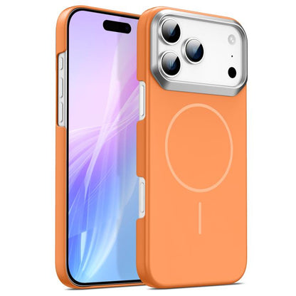 For iPhone 17 Pro Max Gold Armor PC Thin Circle MagSafe Shockproof Phone Case(Orange) - iPhone 17 Pro Max Cases by buy2fix | Online Shopping UK | buy2fix