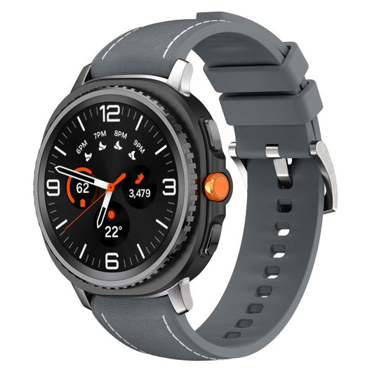 For Galaxy Watch9 / 8 / 8 Classic Silicone Hybrid Leather Skin Watch Band(Dark Gray)