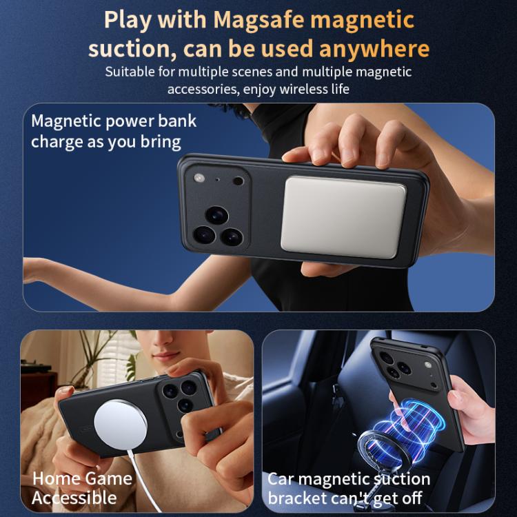 For iPhone 17 Pro Max Plain Leather MagSafe Shockproof Phone Case(Gray) - iPhone 17 Pro Max Cases by buy2fix | Online Shopping UK | buy2fix