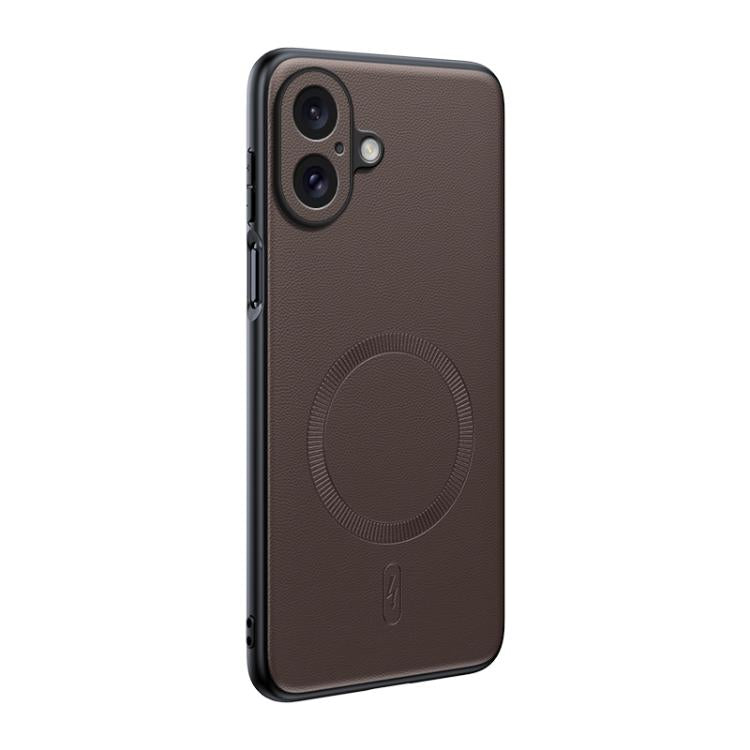 For iPhone 17 Plain Leather MagSafe Shockproof Phone Case(Brown) - iPhone 17 Cases by buy2fix | Online Shopping UK | buy2fix