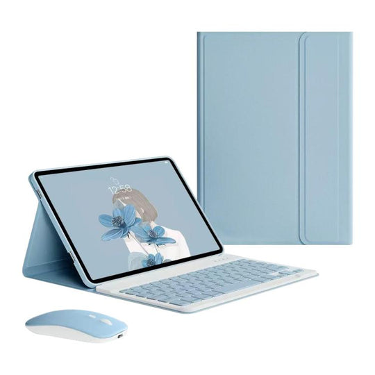 For iPad 2025 Detachable Magnetic Bluetooth Keyboard Tablet Case with Mouse(Dusty Blue)