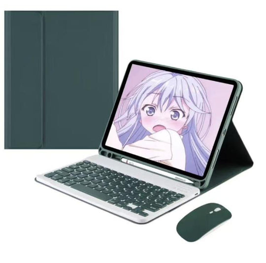 For iPad 2025 Detachable Magnetic Bluetooth Keyboard Tablet Case with Mouse(Dark Green)