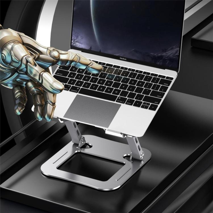 J22 Dissipation Adjustable Height Nano Steel Folding 17.3 Inch Laptop Stand Metal Base(Grey) - Laptop Stand by buy2fix | Online Shopping UK | buy2fix