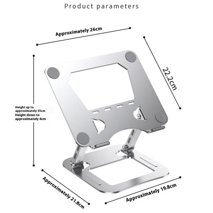 J22 Dissipation Adjustable Height Nano Steel Folding 17.3 Inch Laptop Stand Metal Base(Grey) - Laptop Stand by buy2fix | Online Shopping UK | buy2fix