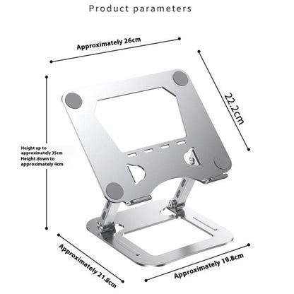 J22 Dissipation Adjustable Height Nano Steel Folding 17.3 Inch Laptop Stand Metal Base(Grey) - Laptop Stand by buy2fix | Online Shopping UK | buy2fix