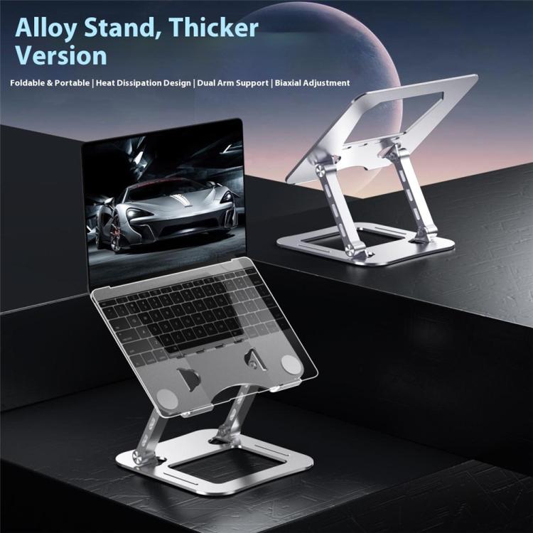 J22 Dissipation Adjustable Height Nano Steel Folding 17.3 Inch Laptop Stand Metal Base(Grey) - Laptop Stand by buy2fix | Online Shopping UK | buy2fix