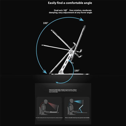 J22 Dissipation Adjustable Height Nano Steel Folding 17.3 Inch Laptop Stand Metal Base(Grey) - Laptop Stand by buy2fix | Online Shopping UK | buy2fix