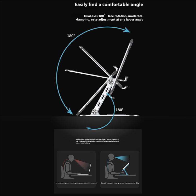 J22 Dissipation Adjustable Height Nano Steel Folding 17.3 Inch Laptop Stand Metal Base(Silver) - Laptop Stand by buy2fix | Online Shopping UK | buy2fix