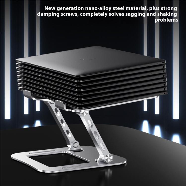 J22 Dissipation Adjustable Height Nano Steel Folding 17.3 Inch Laptop Stand Metal Base(Silver) - Laptop Stand by buy2fix | Online Shopping UK | buy2fix