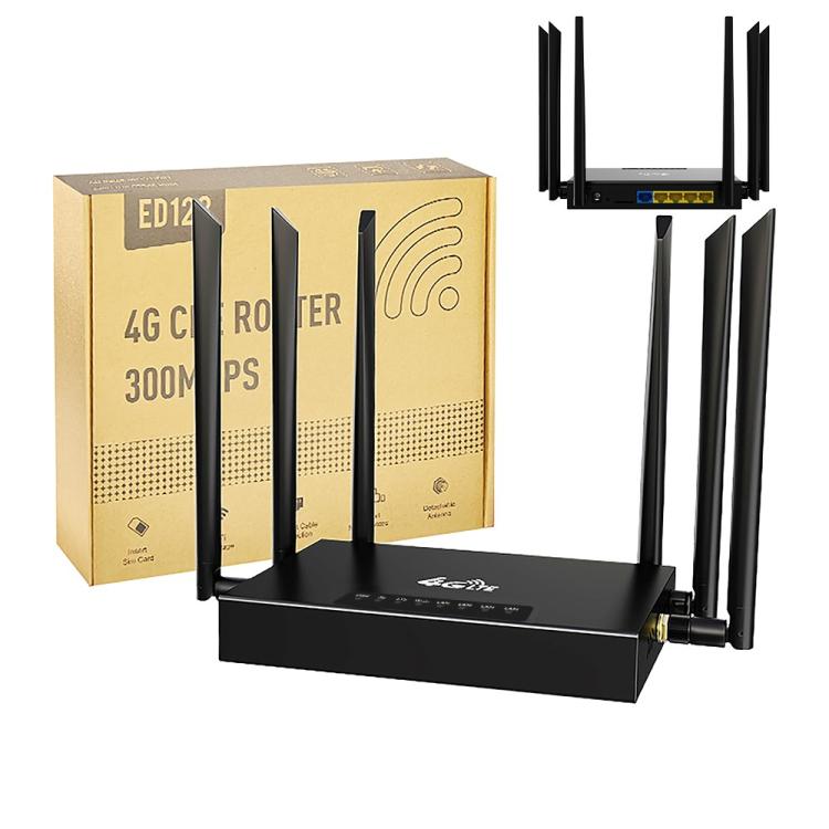 ED128 6 Antennas SIM Card Eurasia Version 4G LTE 300Mbps Wireless WiFi Home Office Router, Plug:US Plug - Wireless Routers by buy2fix | Online Shopping UK | buy2fix