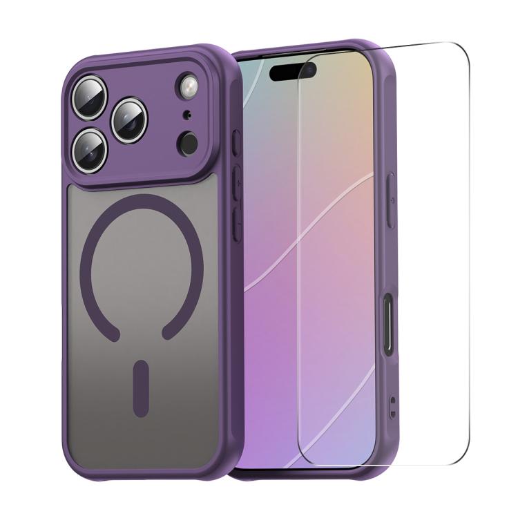 For iPhone 17 Pro Max ENKAY Hat-Prince MagSafe Matte Translucent Shockproof Phone Case with Large Arc Edge Film(Purple) - iPhone 17 Pro Max Cases by ENKAY | Online Shopping UK | buy2fix