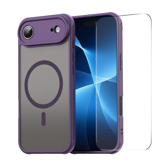 For iPhone Air ENKAY Hat-Prince MagSafe Matte Translucent Shockproof Phone Case with Large Arc Edge Film(Purple) - iPhone Air Cases by ENKAY | Online Shopping UK | buy2fix
