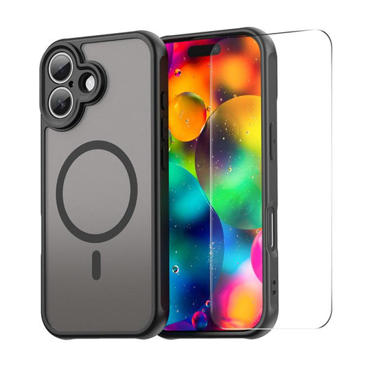 For iPhone 17 ENKAY Hat-Prince MagSafe Matte Translucent Shockproof Phone Case with Large Arc Edge Film(Black) - iPhone 17 Cases by ENKAY | Online Shopping UK | buy2fix