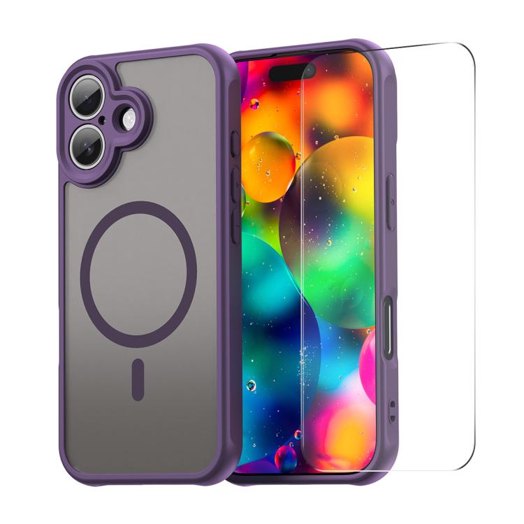 For iPhone 17 ENKAY Hat-Prince MagSafe Matte Translucent Shockproof Phone Case with Large Arc Edge Film(Purple) - iPhone 17 Cases by ENKAY | Online Shopping UK | buy2fix