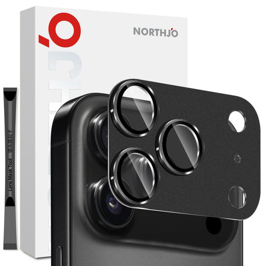 For iPhone 17 Pro Max NORTHJO Matte Camera Lens Metal Protector Tempered Glass Rear Lens Film(Black)
