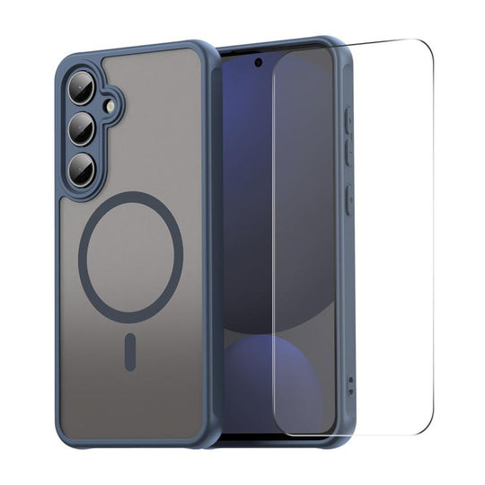 For Samsung Galaxy S25 FE 5G ENKAY Hat-Prince MagSafe Matte Translucent Shockproof Phone Case with Large Arc Edge Film(Blue)