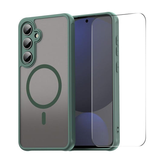 For Samsung Galaxy S25 FE 5G ENKAY Hat-Prince MagSafe Matte Translucent Shockproof Phone Case with Large Arc Edge Film(Green)