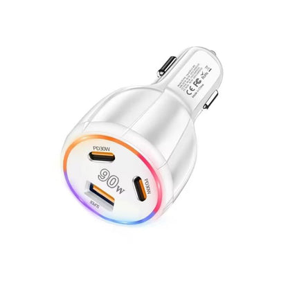 PD30W x 2 and QC 30W Multi Port Car Charger for Mobile phones / Tablets(White) - Car Charger by buy2fix | Online Shopping UK | buy2fix