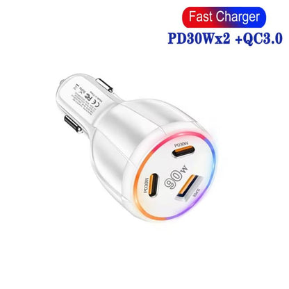 PD30W x 2 and QC 30W Multi Port Car Charger for Mobile phones / Tablets(White) - Car Charger by buy2fix | Online Shopping UK | buy2fix