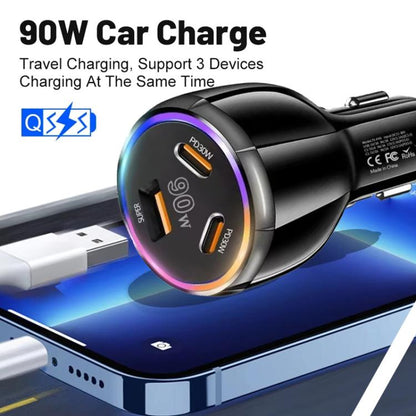 PD30W x 2 and QC 30W Multi Port Car Charger for Mobile phones / Tablets(Black) - Car Charger by buy2fix | Online Shopping UK | buy2fix