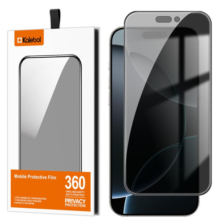 For iPhone 16 Pro Kalebol High-Aluminum Screen-Printed Full-Coverage Black-Border Privacy Tempered Glass Film - iPhone 16 Pro Tempered Glass by Kalebol | Online Shopping UK | buy2fix