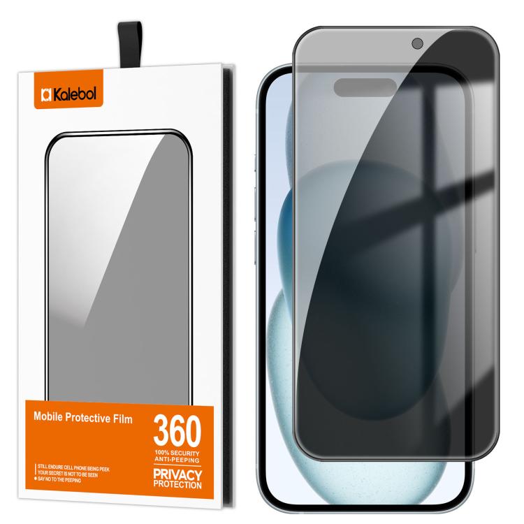 For iPhone 15 Plus Kalebol High-Aluminum Screen-Printed Full-Coverage Black-Border Privacy Tempered Glass Film - iPhone 15 Plus Tempered Glass by Kalebol | Online Shopping UK | buy2fix