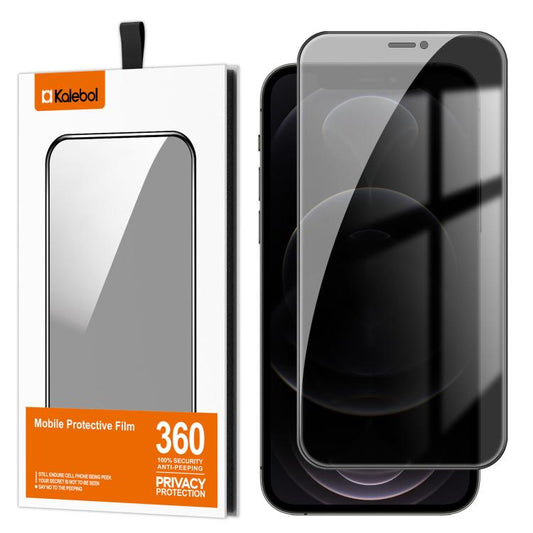 For iPhone 12 Pro Kalebol High-Aluminum Screen-Printed Full-Coverage Black-Border Privacy Tempered Glass Film - iPhone 12 / 12 Pro Tempered Glass by Kalebol | Online Shopping UK | buy2fix