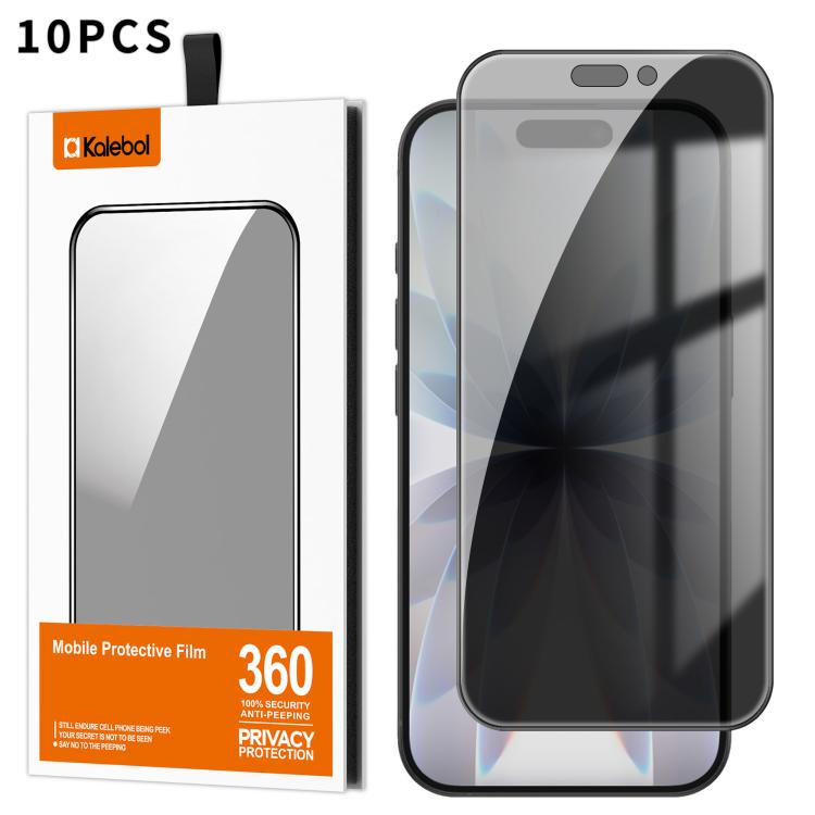 For iPhone 17 Kalebol 10pcs High-Aluminum Screen-Printed Full-Coverage Black-Border Privacy Tempered Glass Film - iPhone 17 Tempered Glass by Kalebol | Online Shopping UK | buy2fix