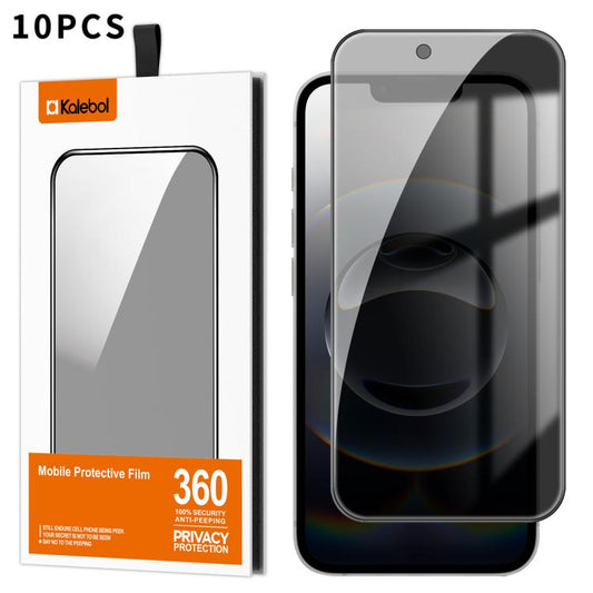 For iPhone 16e Kalebol 10pcs High-Aluminum Screen-Printed Full-Coverage Black-Border Privacy Tempered Glass Film - iPhone 16e Tempered Glass by Kalebol | Online Shopping UK | buy2fix