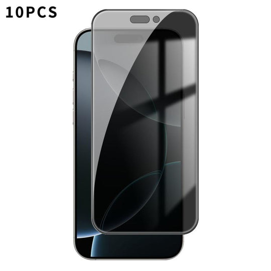 For iPhone 16 Pro 10pcs Kalebol High-Aluminum Screen-Printed Full-Coverage Black-Border Privacy Tempered Glass Film