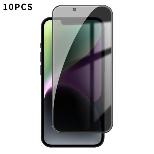 For iPhone 14 Plus Kalebol 10pcs High-Aluminum Screen-Printed Full-Coverage Black-Border Privacy Tempered Glass Film - iPhone 14 Plus Tempered Glass by Kalebol | Online Shopping UK | buy2fix