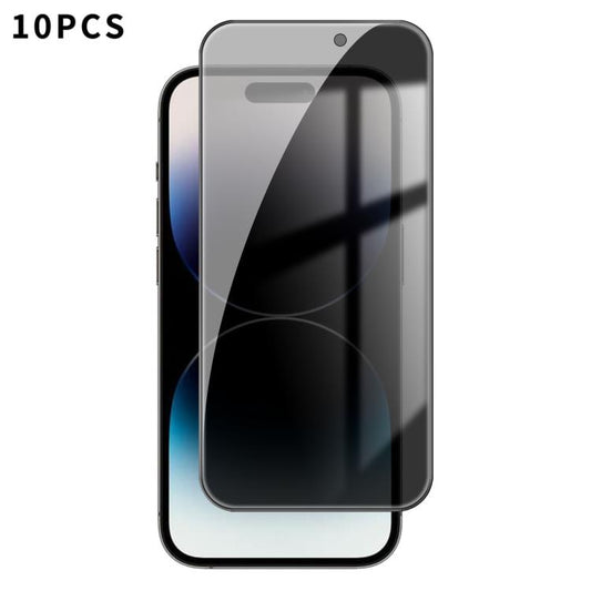 For iPhone 14 Pro Max Kalebol 10pcs High-Aluminum Screen-Printed Full-Coverage Black-Border Privacy Tempered Glass Film - iPhone 14 Pro Max Tempered Glass by Kalebol | Online Shopping UK | buy2fix