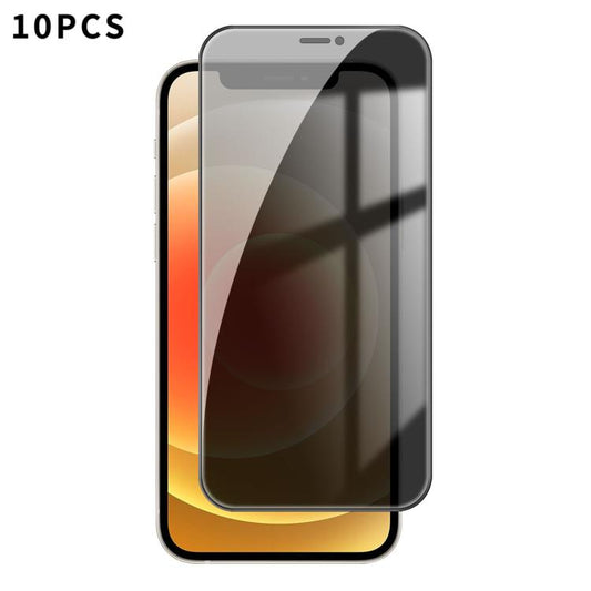For iPhone 12 Kalebol 10pcs High-Aluminum Screen-Printed Full-Coverage Black-Border Privacy Tempered Glass Film - iPhone 12 / 12 Pro Tempered Glass by Kalebol | Online Shopping UK | buy2fix