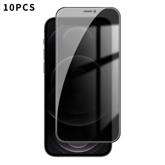 For iPhone 12 Pro Kalebol 10pcs High-Aluminum Screen-Printed Full-Coverage Black-Border Privacy Tempered Glass Film - iPhone 12 / 12 Pro Tempered Glass by Kalebol | Online Shopping UK | buy2fix